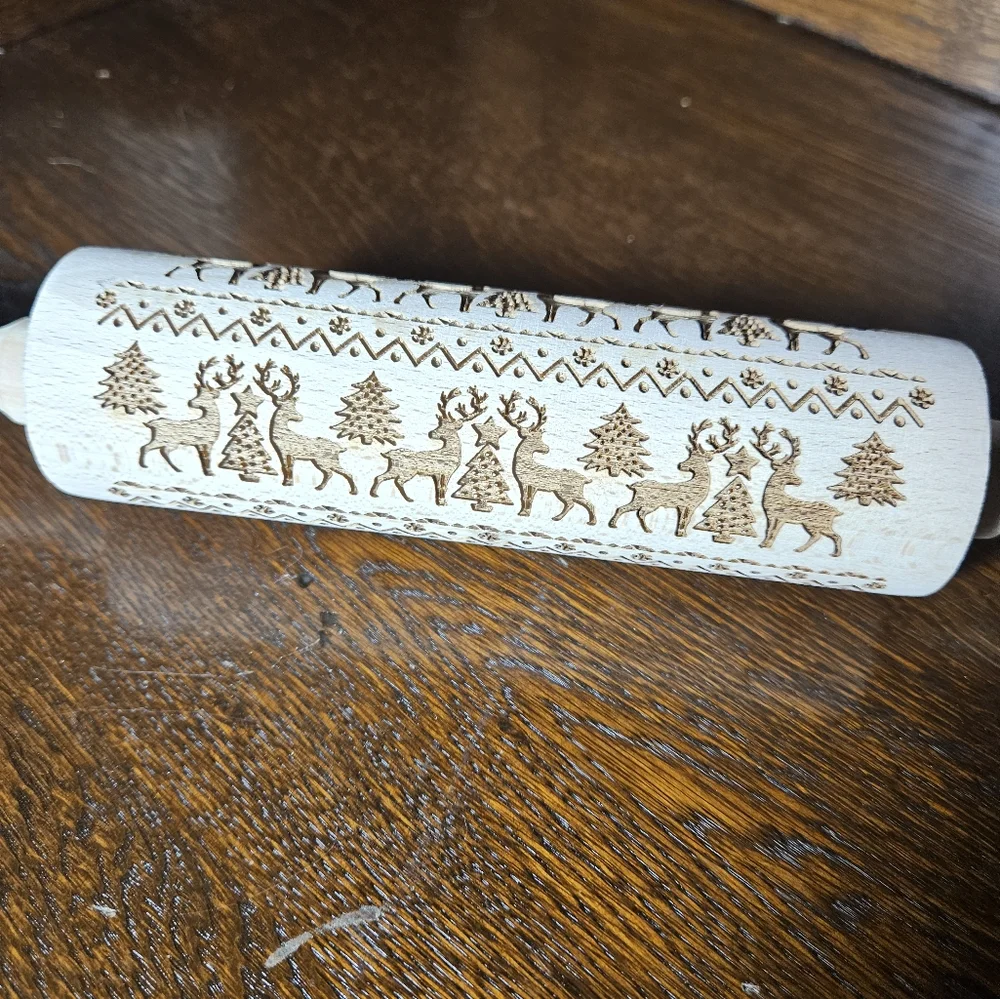 Christmas Pattern Embossed Rolling Pin